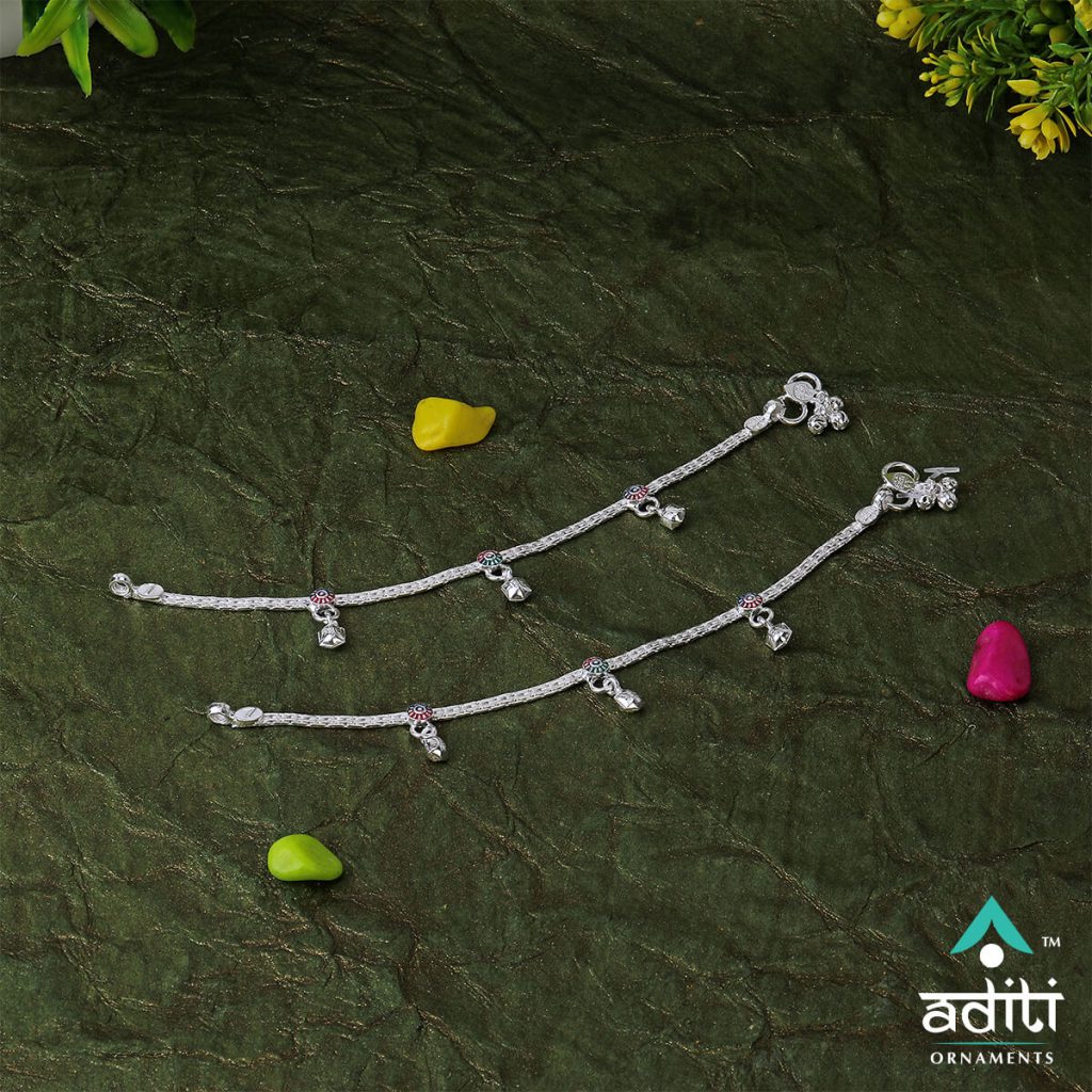 Baccha Chain Payal, Silver Payal, Aditi Ornaments